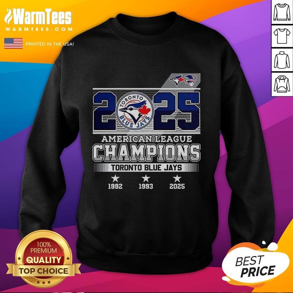 Alt Text: Good Toronto Blue Jays sweatshirt commemorating 1992-1993 American League Champions, perfect for fans.