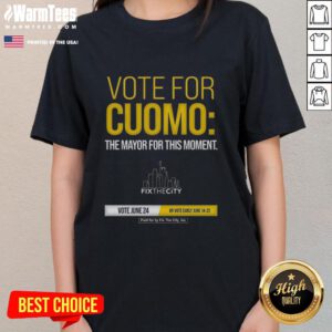 Good Vote For Cuomo graphic on a ladies tee, promoting Fix The City Inc's message for this moment.