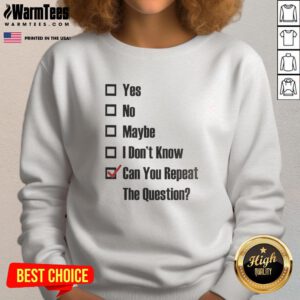 Good Yes No Maybe I Dont Know sweatshirt featuring playful checkbox designs for casual style.