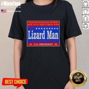 Hot Vote Lizard Man of Scape Ore Swamp 1988 US President tee shirt for ladies featuring vibrant graphic design.