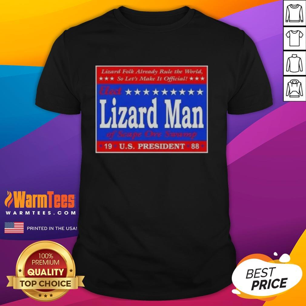 Vintage Hot Vote Lizard Man Of Scape Ore Swamp 1988 US President T-Shirt featuring a colorful reptilian graphic.
