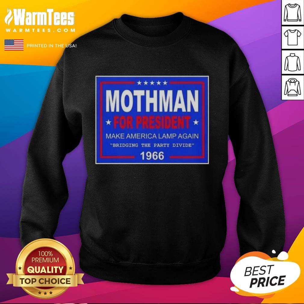 Alt Text: Hot Vote Mothman President Make America Lamp Again 1966 Sweatshirt featuring a unique graphic design.