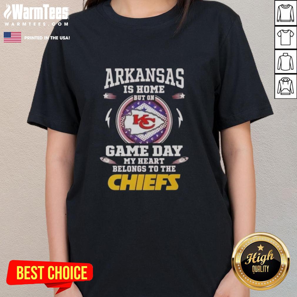 Nice Arkansas is home, but on game day, my heart belongs to the Kansas City Chiefs ladies tee in vibrant colors.