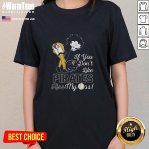 Nice Betty Boop graphic tee for women: 'If You Don't Like Pittsburgh Pirates, Kiss My Ass' design in vibrant colors.