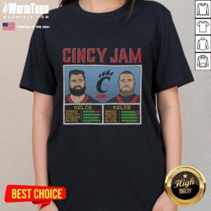 Nice Cincy Jam Kelce and Kelce Ladies Tee featuring a stylish design for fans of the Kelce brothers.