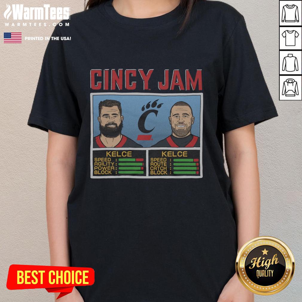 Nice Cincy Jam Kelce and Kelce Ladies Tee featuring a stylish design for fans of the Kelce brothers.