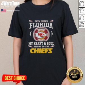 Stylish Kansas City Chiefs ladies tee shining under Florida sunshine, perfect for fans celebrating team spirit.