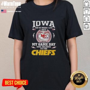 Stylish Kansas City Chiefs ladies tee shining under the Iowa sunshine, perfect for fans cheering on their team.