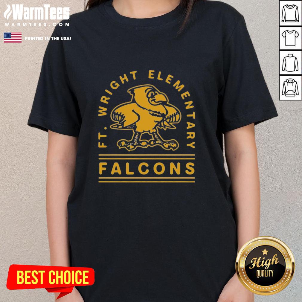 Nice Ft Wright Falcons Gold Arch Ladies Tee featuring a stylish design for fans and casual wear in vibrant gold.