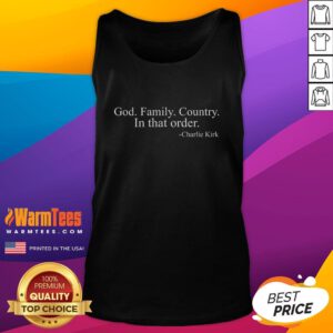 Charlie Kirk Freedom tank top featuring 'Nice God Family Country' design, perfect for patriotic and faith-inspired fashion.