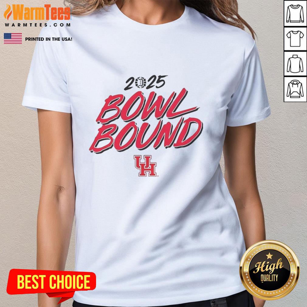 Ladies' tee featuring Houston Cougars logo for 2025 bowl bound, designed by Willie Fritz, perfect for fans.