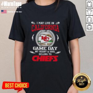 Womens tee featuring 'My Heart and Soul Belongs to Kansas City Chiefs' design, perfect for game day in California.