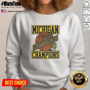 1989 Michigan Wolverines Basketball National Champions sweatshirt featuring team colors and logo, perfect for fans.