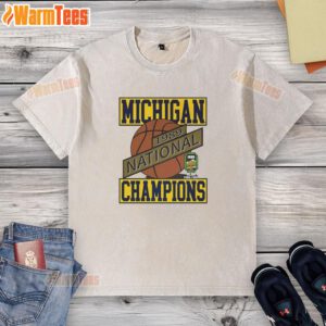 Alt Text: 1989 National Champions Michigan Wolverines Basketball washed t-shirt showcasing team spirit and vintage style.