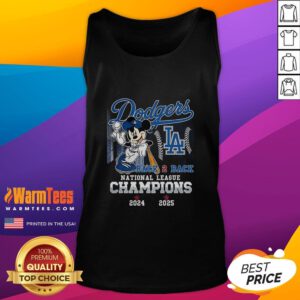 Nice Mickey Mouse X Los Angeles Dodgers tank top celebrating 2025 Back-to-Back National League Champions.