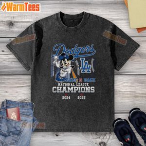 Nice Mickey Mouse X Los Angeles Dodgers Back To Back National League Champions 2025 Washed T-Shirt design