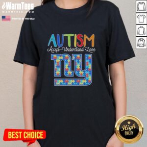 Nice New York Giants Autism Accept Understand Love Ladies Tee showcasing team spirit and support for autism awareness.