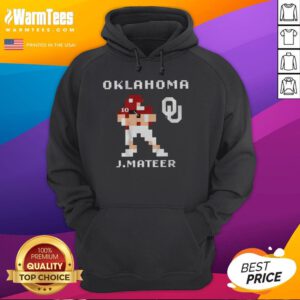 Alt Text: Retro Oklahoma Sooners football hoodie by John Mateer, showcasing team spirit and vintage style for fans.