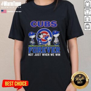 Nice Peanuts Snoopy and Friends X Chicago Cubs Forever Ladies Tee featuring a fun design for baseball fans.