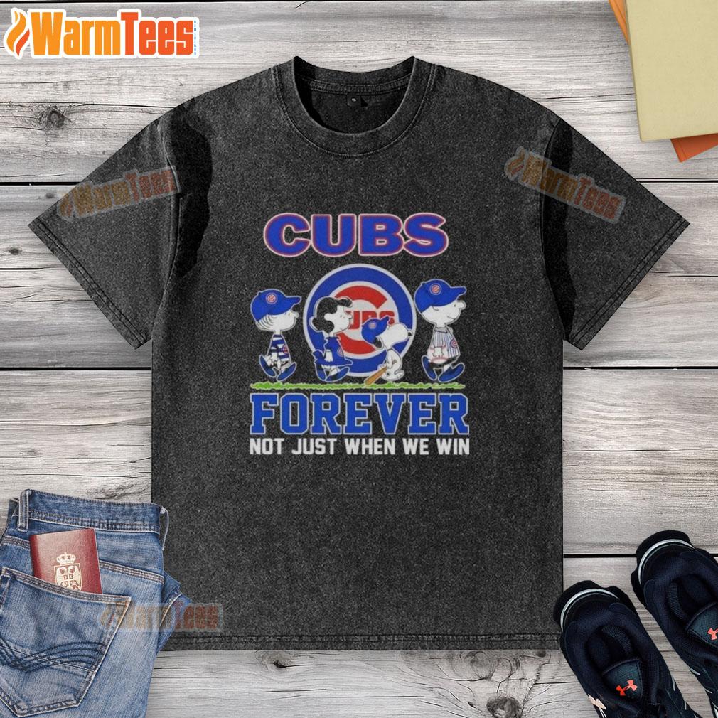 Alt Text: Nice Peanuts Snoopy and Friends X Chicago Cubs Forever T-Shirt showcasing baseball fandom and friendship.
