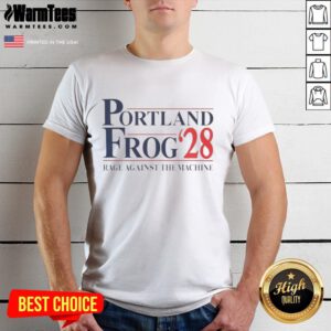 Alt Text: Nice Portland Frog 2028 Rage Against The Machine T-Shirt featuring vibrant design and bold graphics.