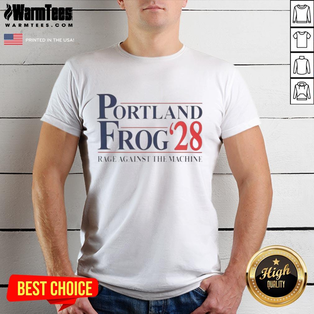 Alt Text: Nice Portland Frog 2028 Rage Against The Machine T-Shirt featuring vibrant design and bold graphics.