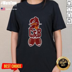 Ladies tee featuring the Tampa Bay Buccaneers football C and B logo mascot, perfect for fans and casual wear.