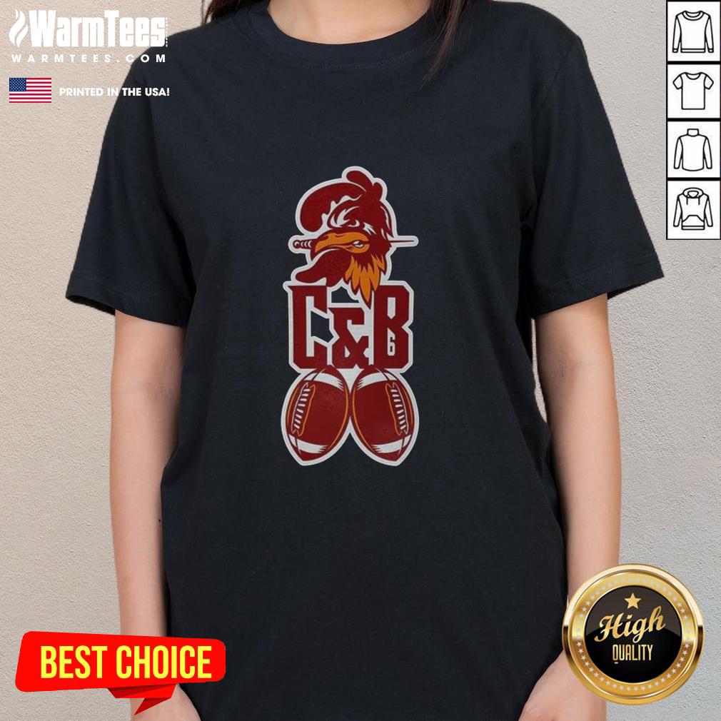 Ladies tee featuring the Tampa Bay Buccaneers football C and B logo mascot, perfect for fans and casual wear.