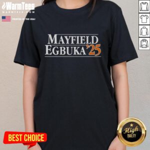 Nice Tampa Bay Buccaneers Football Mayfield Egbuka 25 Ladies Tee featuring vibrant team colors and stylish design.