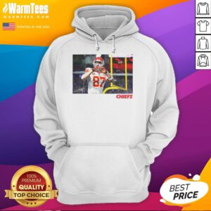 Alt Text: Travis Kelce Kansas City Chiefs hoodie featuring a heart signature design, perfect for fans and football lovers.