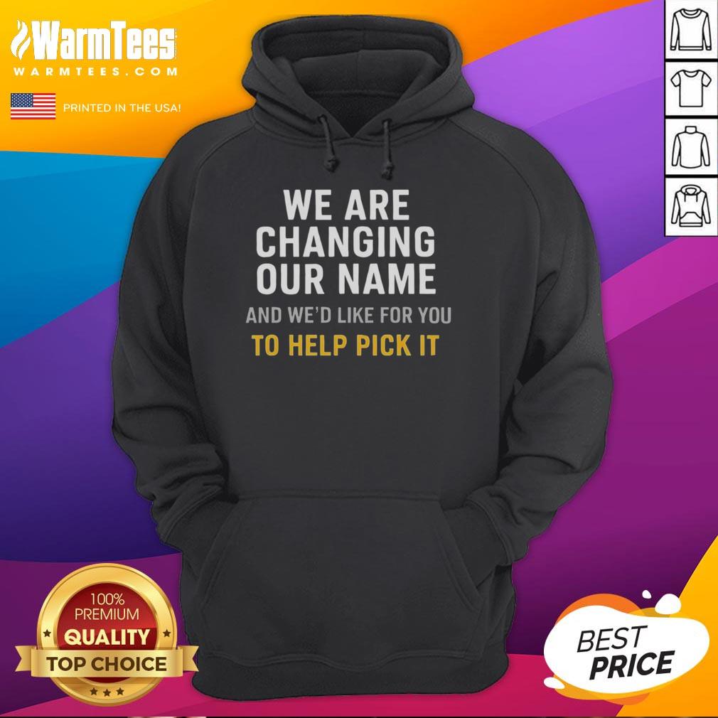 Join us in choosing a new name! Nice hoodie design for our name change campaign, inviting your input.