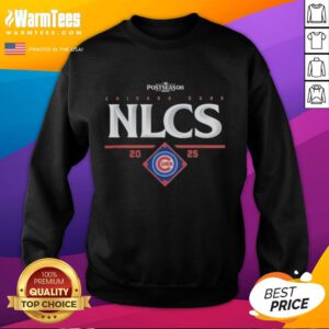 Alt Text: Official Chicago Cubs NLCS 2025 National League Championship Series sweatshirt featuring team colors and logo.
