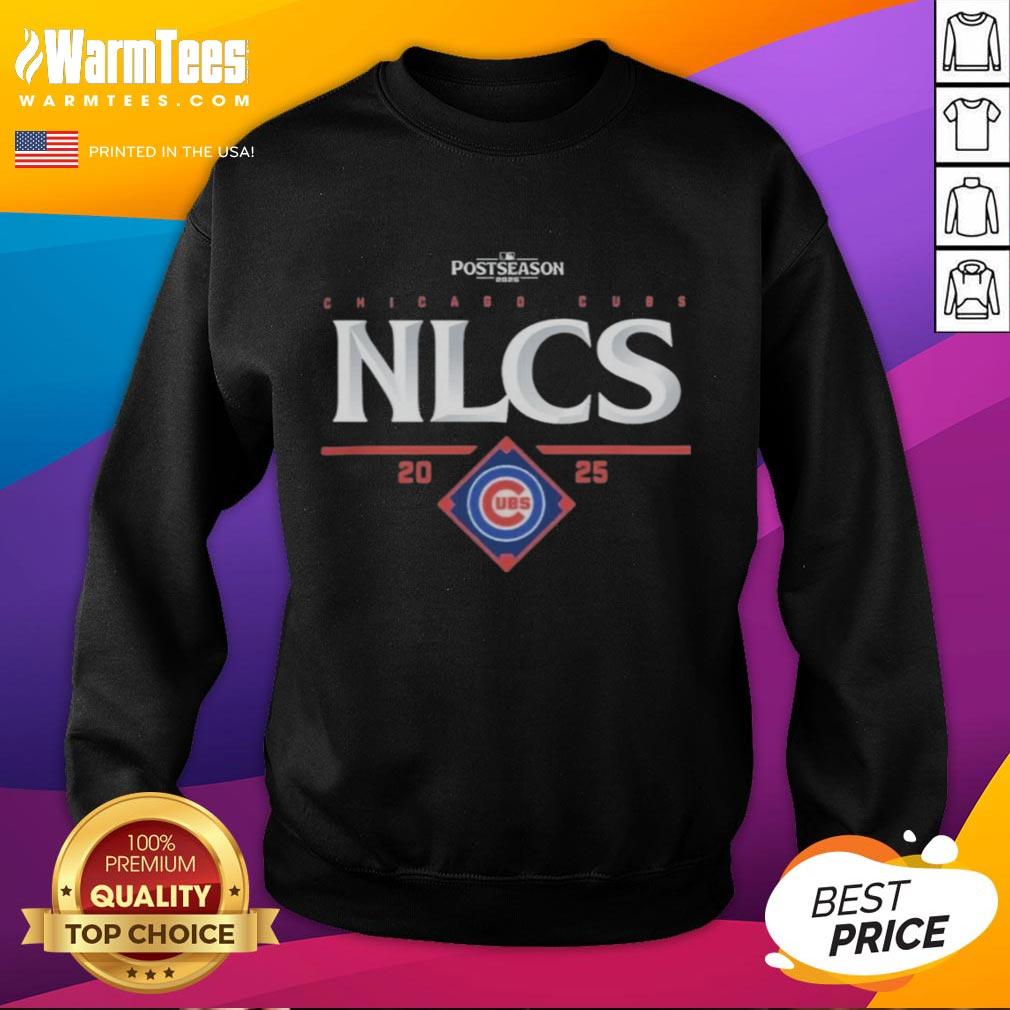 Alt Text: Official Chicago Cubs NLCS 2025 National League Championship Series sweatshirt featuring team colors and logo.