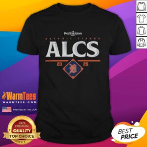 Alt Text: Official Detroit Tigers NLCS 2025 National League Championship Series T-Shirt featuring team logo and championship graphics.