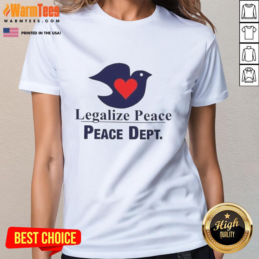 Official Legalize Peace Tee featuring a serene dove design, perfect for promoting love and peace in style.