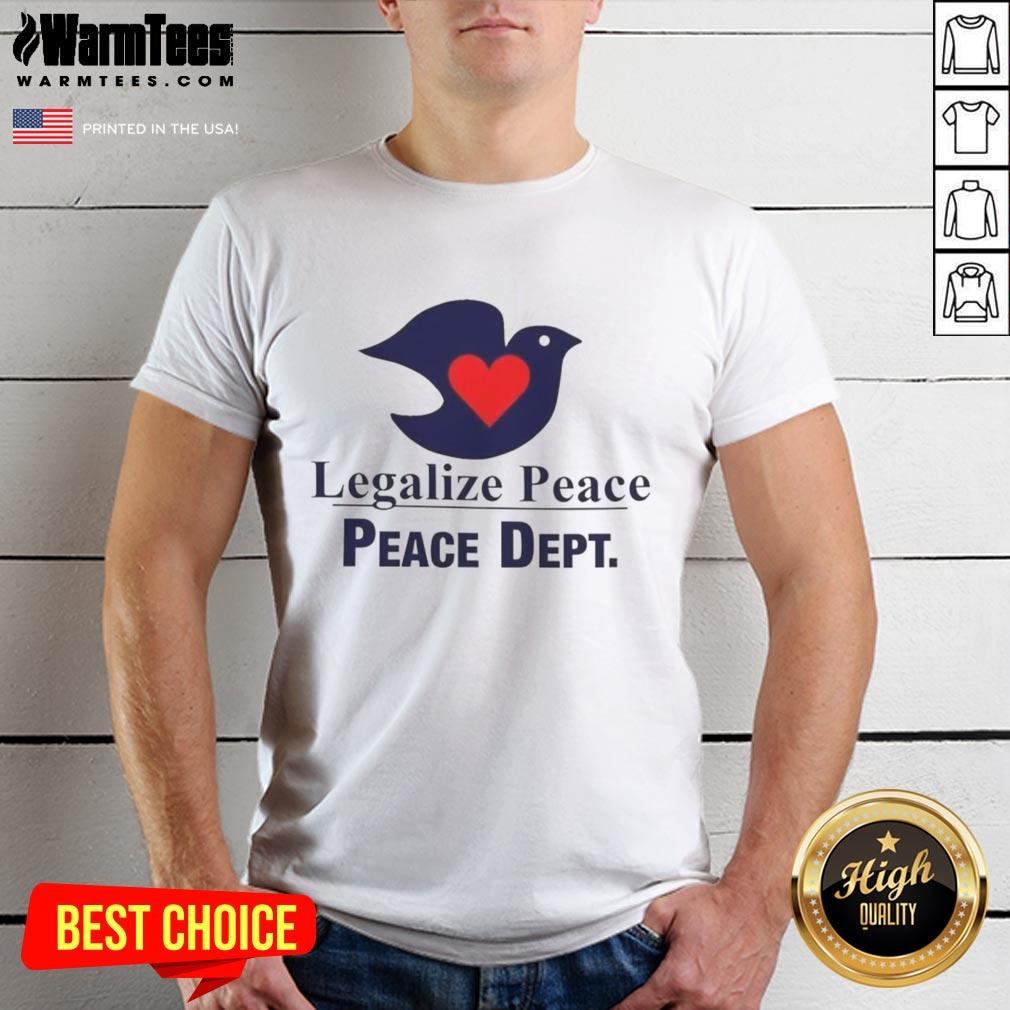 Official Legalize Peace Dove T-Shirt featuring a serene dove design promoting love and peace.