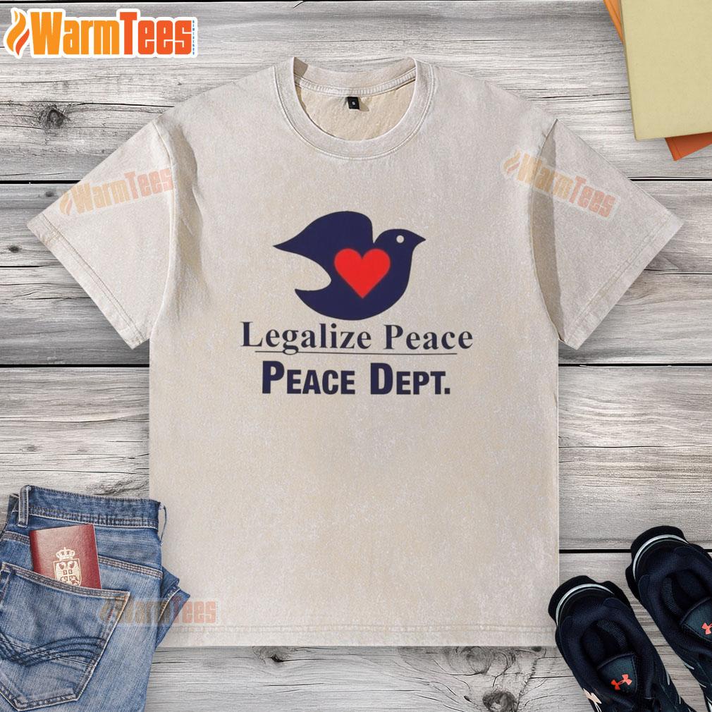 Official Legalize Peace washed t-shirt featuring a serene dove design, perfect for promoting love and peace.