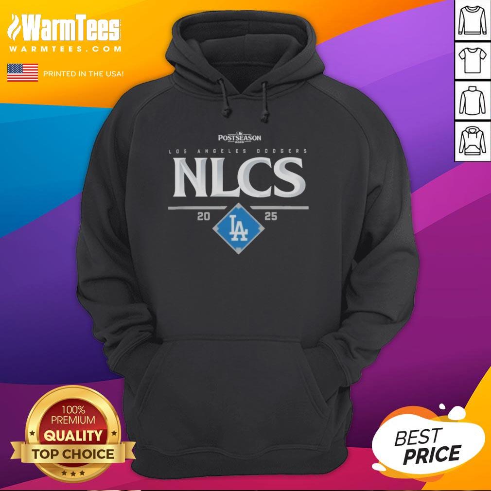 Official Los Angeles Dodgers NLCS 2025 hoodie featuring team colors and logo for the National League Championship Series.