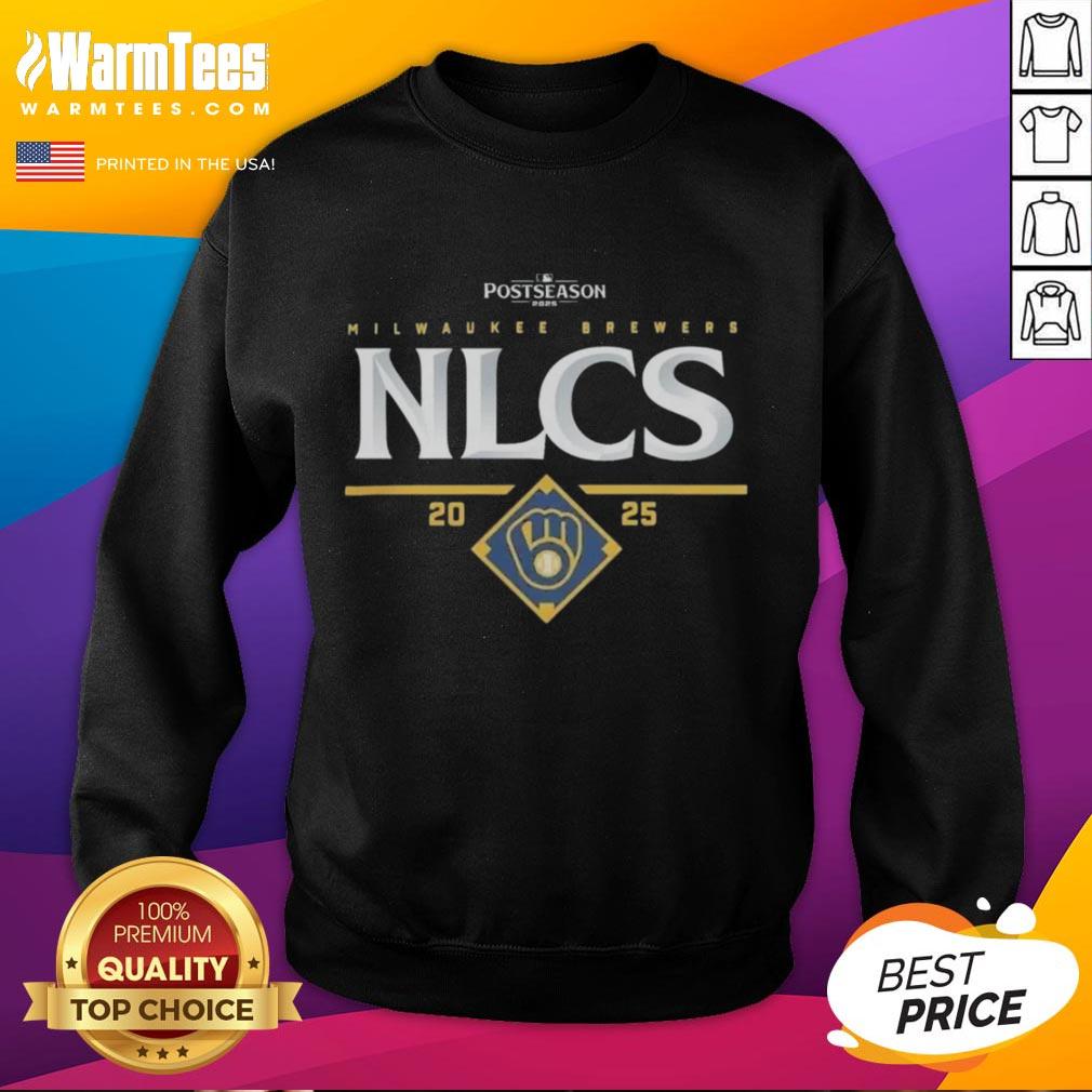 Alt Text: Official Milwaukee Brewers NLCS 2025 sweatshirt showcasing team colors and logo for National League Championship Series fans.