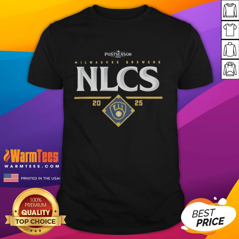 Official Milwaukee Brewers NLCS 2025 T-Shirt featuring team logo and championship series design, perfect for fans.