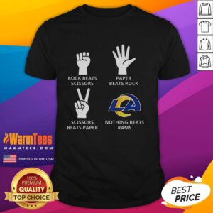 Alt Text: Official Nothing Beats Los Angeles Rams Football Logo T-Shirt featuring the iconic Rams logo on a stylish design.
