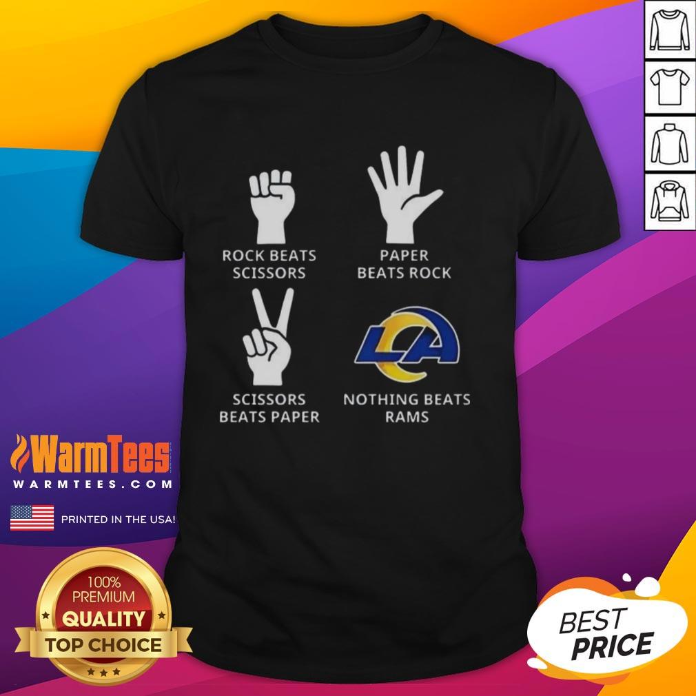 Alt Text: Official Nothing Beats Los Angeles Rams Football Logo T-Shirt featuring the iconic Rams logo on a stylish design.