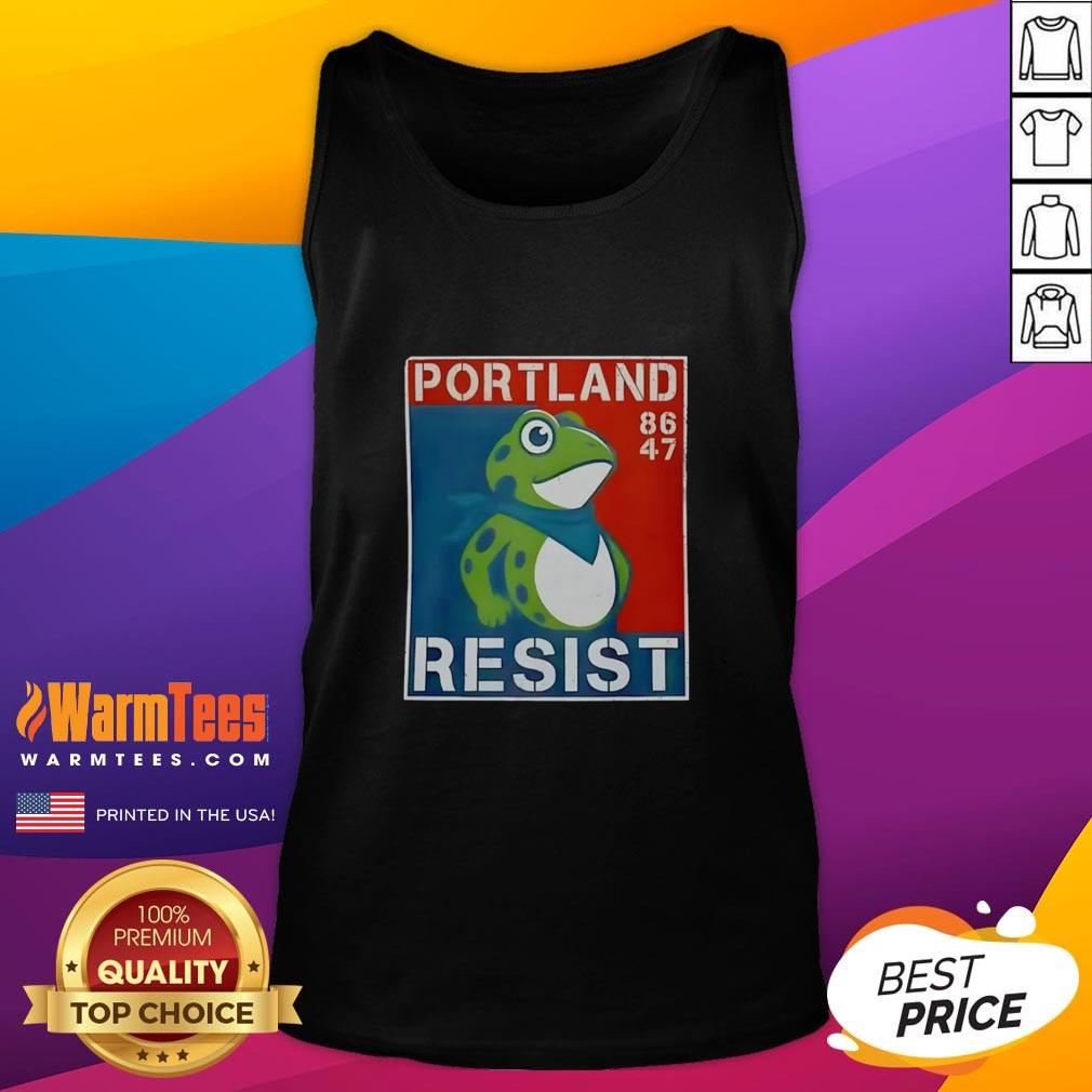 Official Portland Frog 86-47 Tank Top featuring a vibrant frog graphic, perfect for summer casual wear and sports fans.