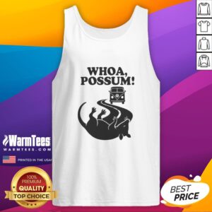 Alt Text: Official Whoa Possum Tank Top featuring a playful design, perfect for casual wear and summer outings.