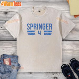 Original George Springer Toronto Blue Jays 2025 Number 4 washed t-shirt showcasing team spirit and style.