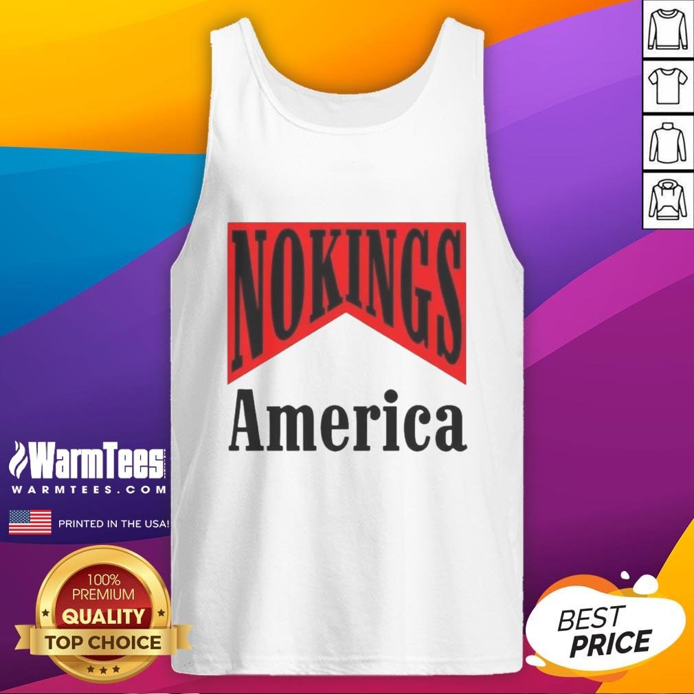 Alt Text: Original No Kings America Medicine Packaging Sarcastic Tank Top featuring a humorous design for casual wear.