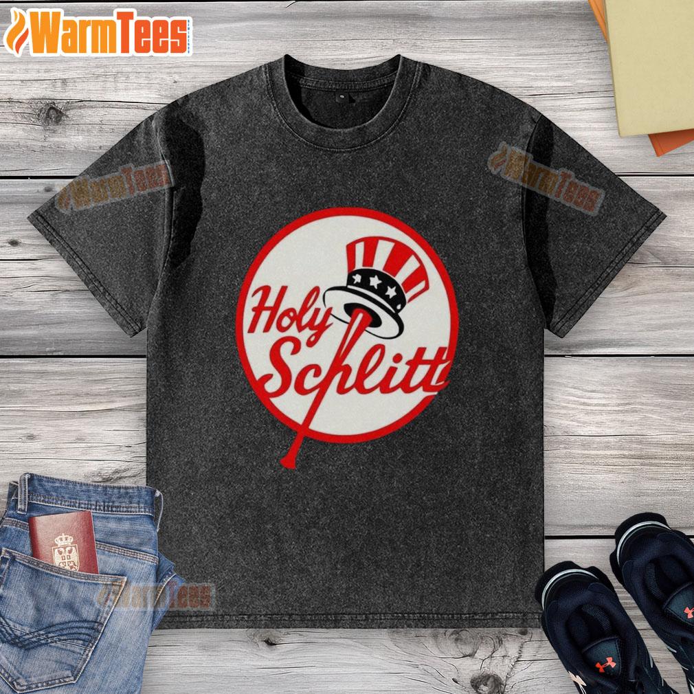 Premium Cam Schlittler Holy Schlitt New York Yankees logo parody washed t-shirt featuring a unique, stylish design.