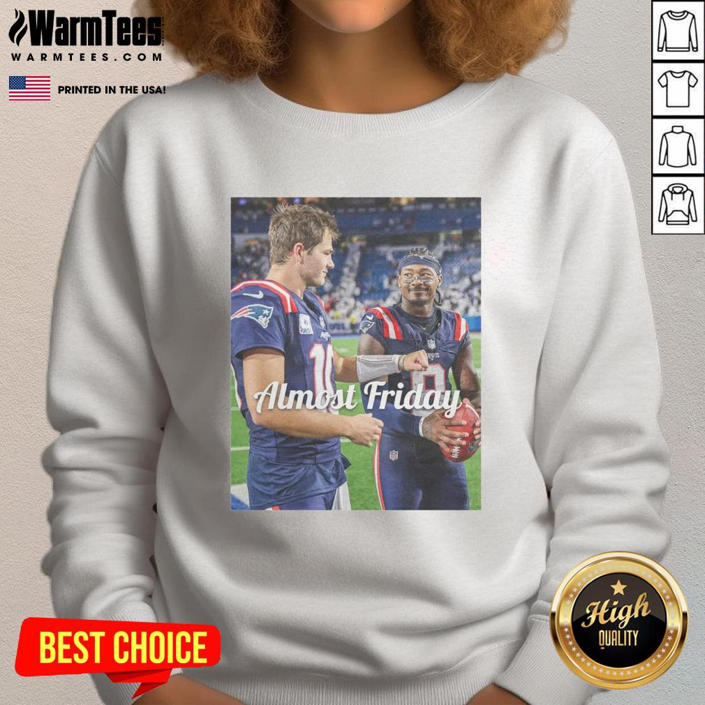 Premium Drake Maye and Stefon Diggs New England Patriots sweatshirt for Almost Friday football fans.