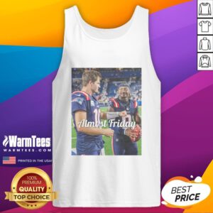 Premium Drake Maye and Stefon Diggs tank top featuring New England Patriots logo, perfect for Almost Friday vibes.