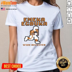 Alt Text: Premium Emeka Egbuka Ohio State Buckeyes wide receiver Pixel Ladies Tee showcasing team spirit and style.